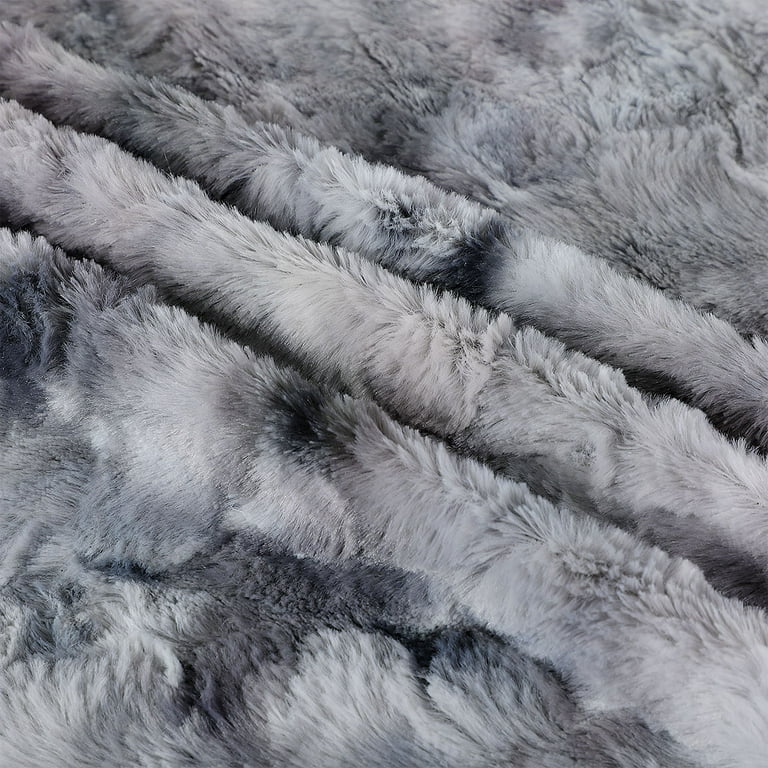 Unique Bargains Soft Luxury Faux Fur Blanket, Twin, Gray, Warm and