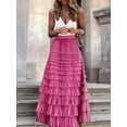 thumbnail image 5 of Women'S Long Maxi Tulle Skirts A Line Ruffle High Waisted Tiered Layered Mesh Tutu Skirt Petticoat Rose Red S, 5 of 6