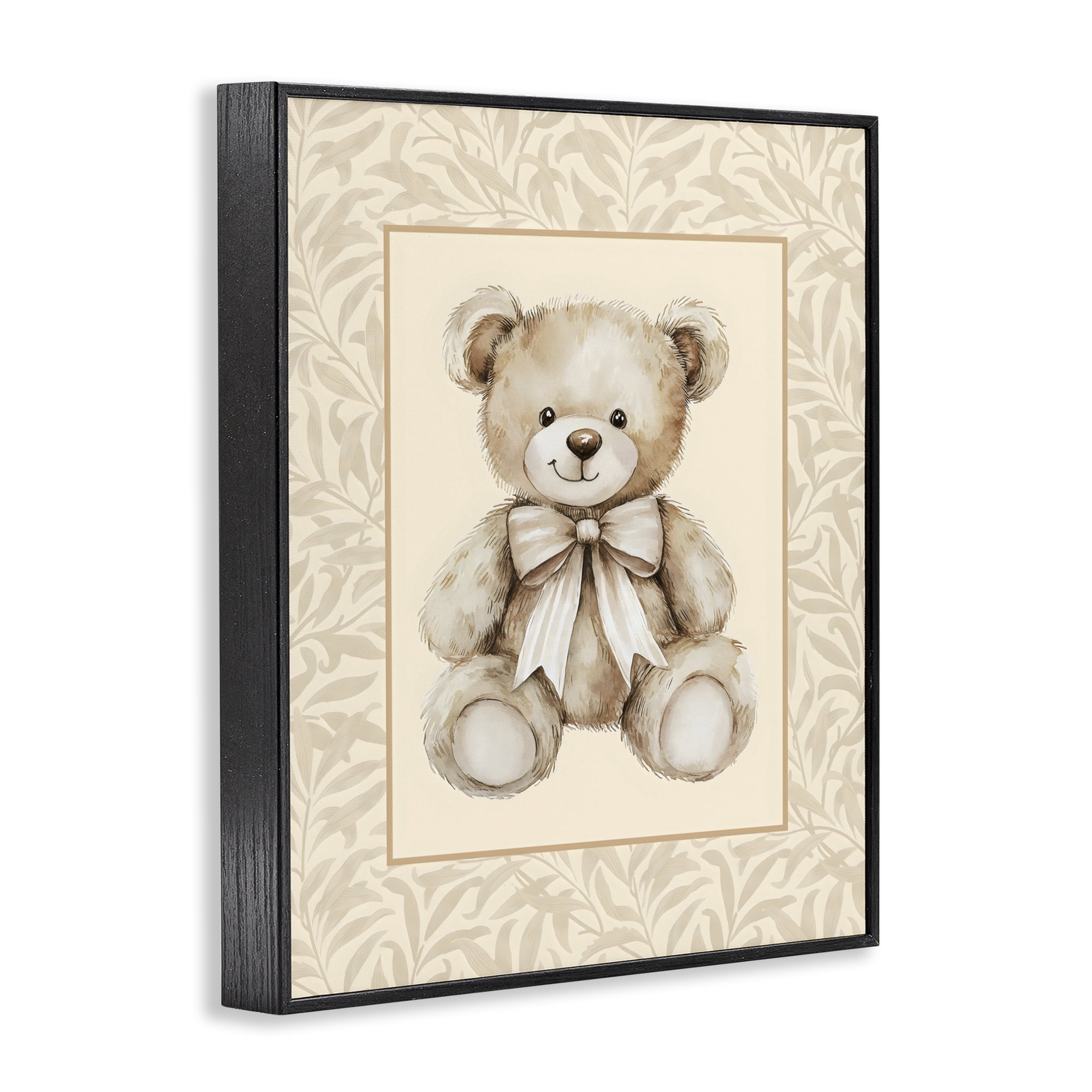 Stupell Industries Beige Teddy Bear and Border Black Framed Giclee Art, design by LSR Design Studio