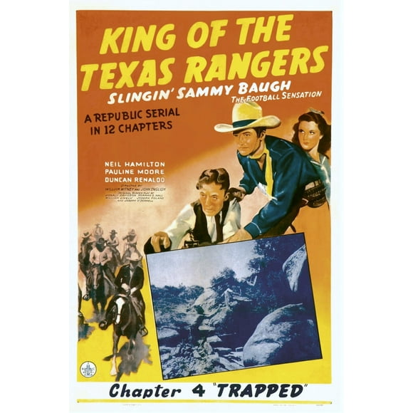 King Of The Texas Rangers Top From Center: Sammy Baugh Pauline Moore In 'Chapter 4: Trapped' 1941. Movie Poster Masterprint (11 x 17)