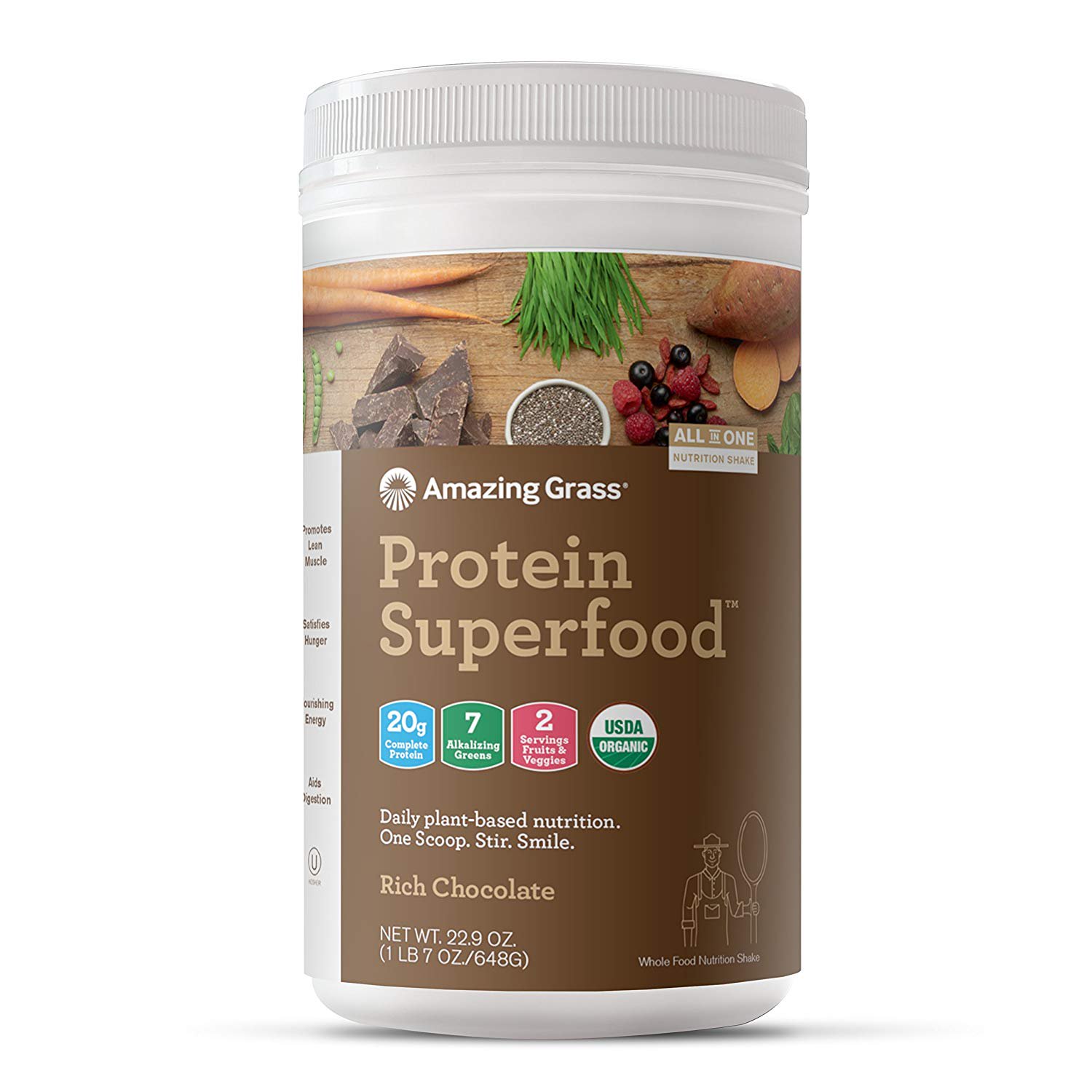 Amazing Grass Plant Protein Superfood Powder, Rich Chocolate, 20g Protein, 1.4 Lb