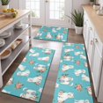 Colorful Kitchen Sink Rug Samoyed and Maltese and Floral Kitchen Rugs Set Of 3, Non Slip Washable ...