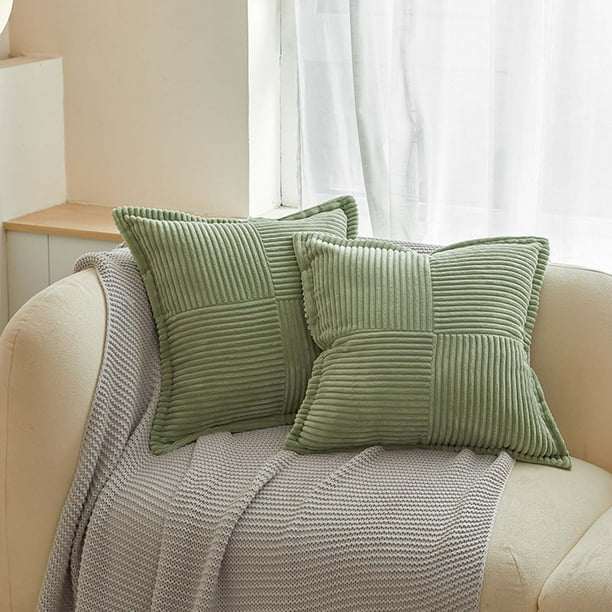 Xihbxyly Funda de Cojín de Pana, Suave y Agradable para La Piel, Elegante Protector de Almohada con Diseño de Rayas, Lavable y Apto para Secadora, Ideal para El Sofá de La Sala de Estar, Una Elegante