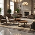 thumbnail image 5 of Mid-Century Modern Round Nesting Coffee Table Set - 2-Piece Walnut & White Marble Finish Side Tables for Living Room, Easy Assembly, 5 of 5