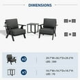 thumbnail image 4 of INTER HUT Urban Anvil 3 PCS Metal Outdoor Bistro Set, Bistro Table and Patio Chairs Set for 2, Black/Gray, 4 of 10