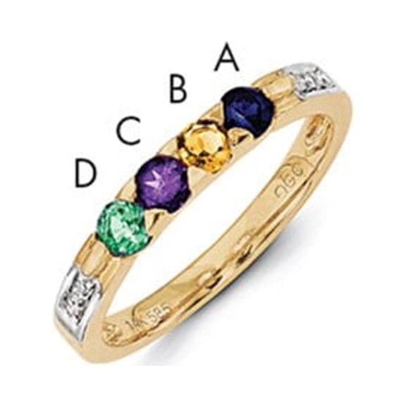 14K Yellow Gold Ring Band Mother's & Family Semi Mount Diamond center Stone Mounting 4 mm