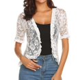 thumbnail image 2 of Blmnix Spring Jackets Womens Jacket Convertible Lace lnsert Pull-On Womens Summer Jacket Coat Short Sleeve Cocoon White Jackets for Women Trendy, 2 of 7