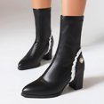thumbnail image 2 of NECHOLOGY Botas Mujer Zapatos Botines de mujer Color sólido simple Amor Corazón Decoración de encaje Cómodo Tacón grueso Punta media en punta Botas de tamaño Botines Botas (Black, 6.5), 2 of 7