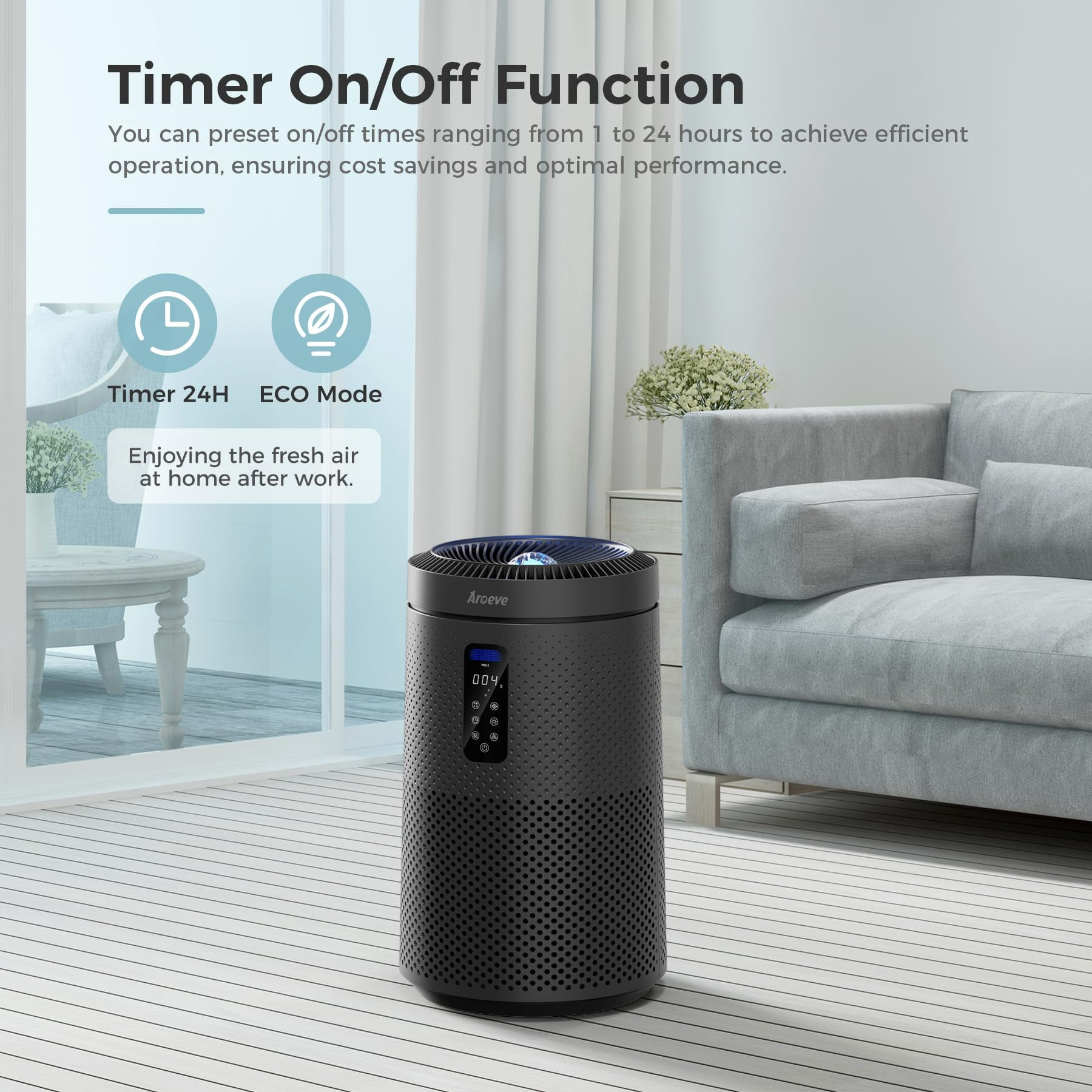AROEVE Air Purifiers for Home Large Room up to 1782Ft² with Star Projector, Smart WIFI, Air Quality Sensor, UV, Washable Filter for Bedroom Whole Home, MK09W Space Grey