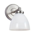 thumbnail image 3 of Aspen Creative 62279, 1 Light Wall / Vanity Light Fixture, 5-3/4" W x 9" H x 7-1/2" E, Brushed Nickel Finish, Clear Glass w/ Paint White Inside, 3 of 6