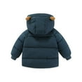 thumbnail image 3 of GYRATEDREAM Toddler Baby Boy Girl Warm Winter Fleece Jacket with Bear Ear Hood Thick Padded Coat 1-8 Years, Blue, 3 of 5