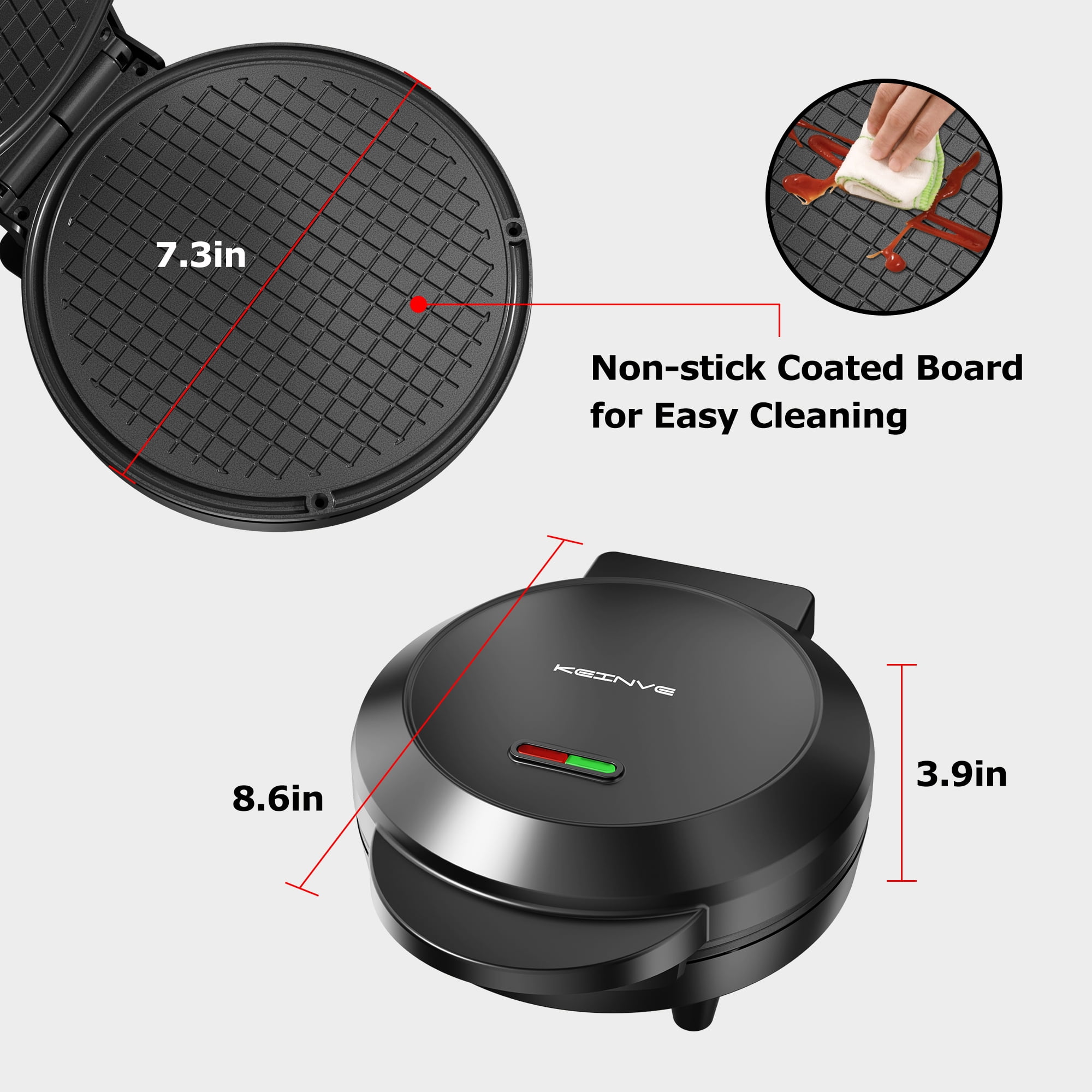 KEINVE Waffle Cone Maker Machine with Overheat Protection, 7” Ice Cream Cone Maker,Electric Nonstick Waffler lron Machine for Sundaes or Dly Dessert, Summer BBQ Gift Treat for Kids Adults
