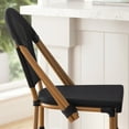 thumbnail image 3 of Merrick Lane Set of Two Stacking French Bistro Style Bar Stools with Black Textilene Seat and Bamboo Finished Metal Frame for Indoor/Outdoor Use, 3 of 12