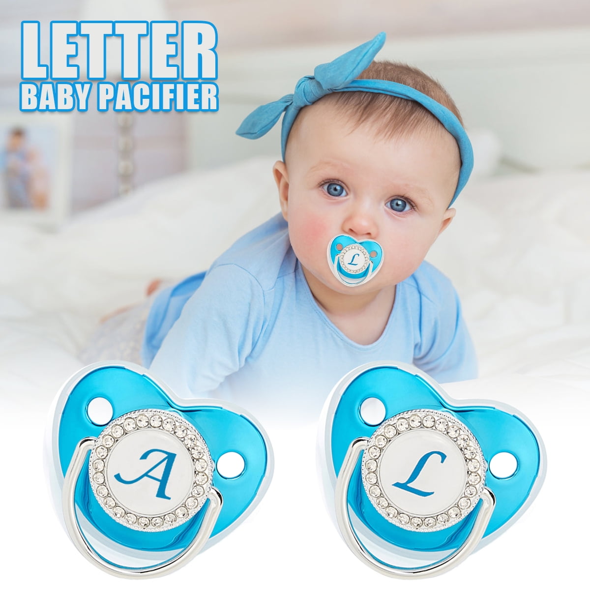 Personalized Name Tuxedo with Mustache Baby Pacifier 