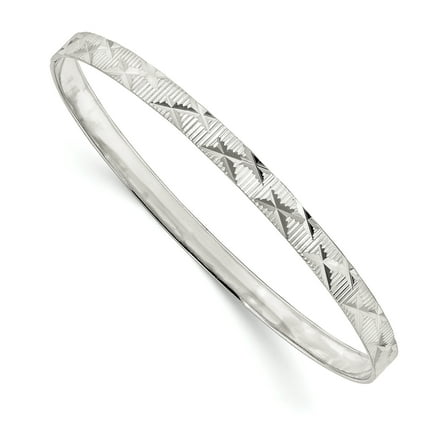 925 Sterling Silver Diamond-cut Slip-on Bangle Bracelet