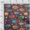 thumbnail image 1 of oneOone Cotton Cambric Chocolate Brown Fabric Dot & Fish Artistic Sewing Craft Projects Fabric Prints By Yard 56 Inch Wide, 1 of 4