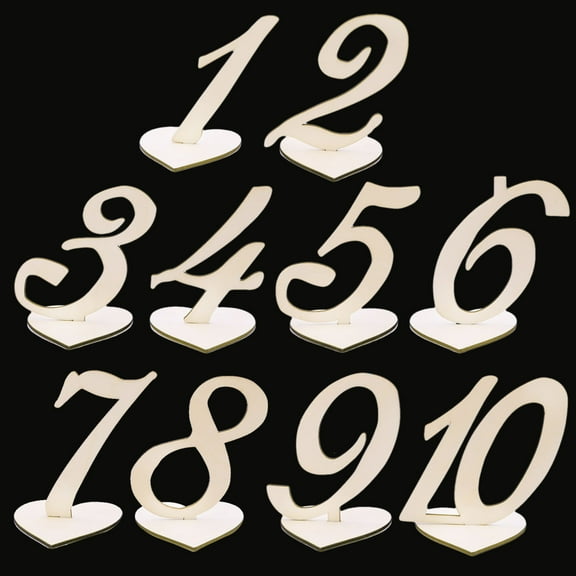 GOOHOCHY 10Pcs Table Numbers for Wedding Decor Beige Wood Square Seating Assignment