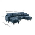 thumbnail image 7 of U-Shaped Sectional Sofa Couch, 108 Inch Modern Linen Fabric Upholstered Accent Sofa with Removable Ottoman and 2 Pillows Modular Sectional Sofa for Living Room, Navy, 7 of 7