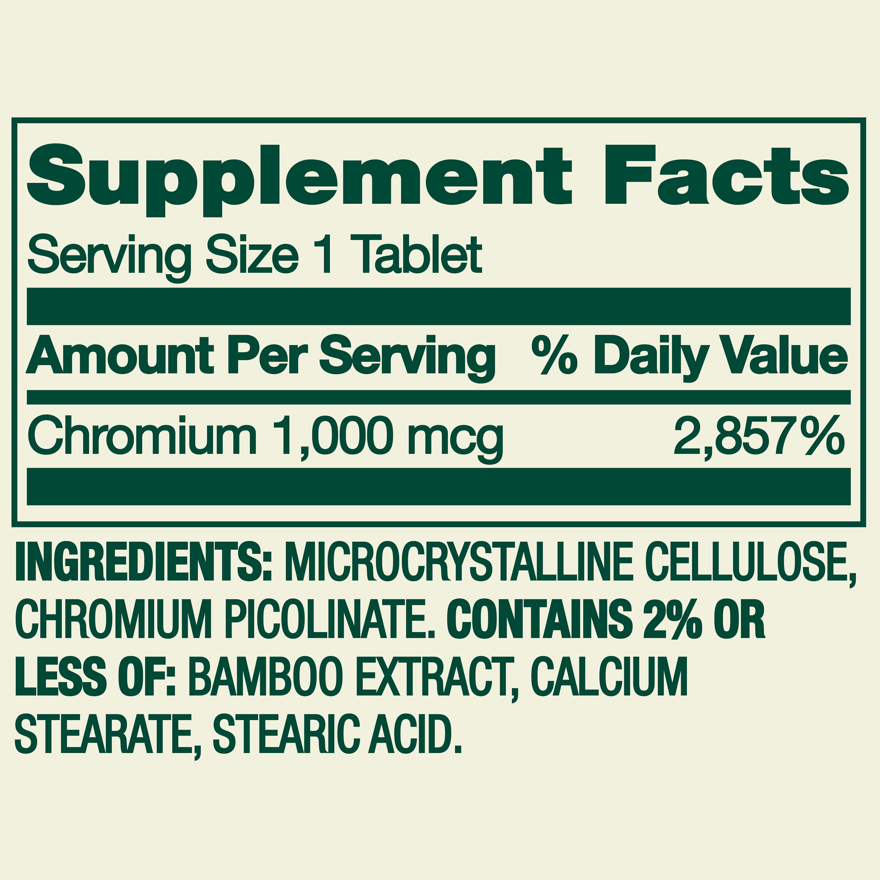 (3 pack) Spring Valley Chromium Metabolism Support Dietary Supplement Tablets, 1,000 Mcg, 100 Count