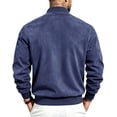 thumbnail image 5 of Ceisia Men's Suede Bomber Jacket Stand Collar Full Zip Long Sleeve Casual Solid Outerwear Coat Navy XXXL Gift, 5 of 8