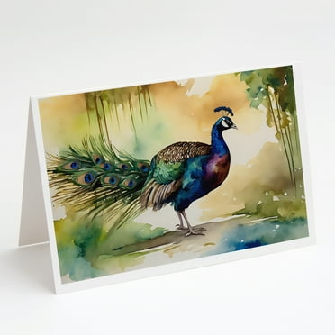 Peacock Greeting Cards Pack of 8 7 in x 5 in