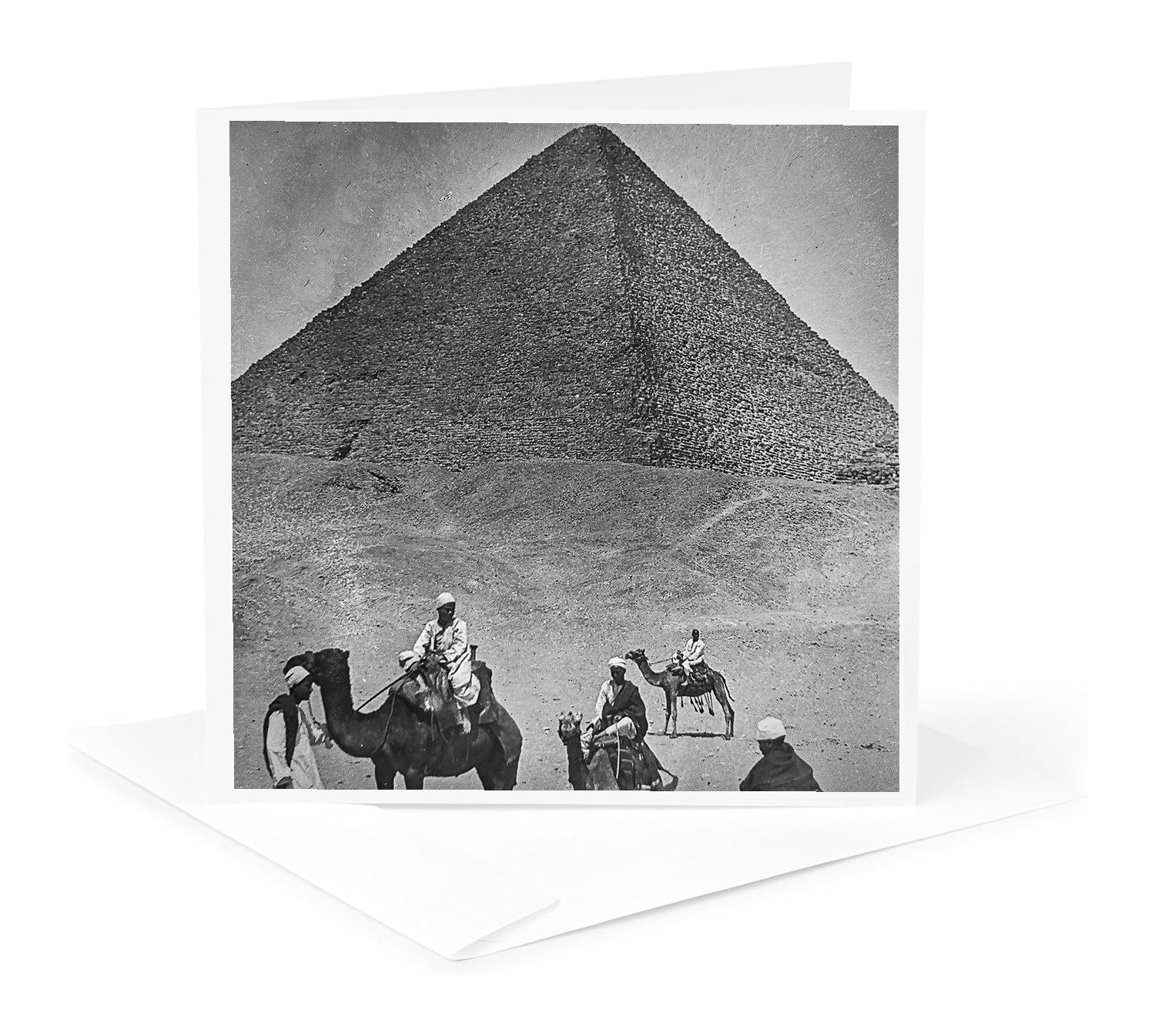 3dRose, Vintage Stereoview Image Pyramid of Khufu Egypt 1890s, 1 Greeting Card with envelope