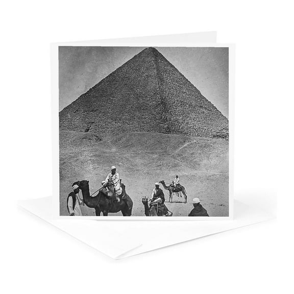 3dRose, Vintage Stereoview Image Pyramid of Khufu Egypt 1890s, 1 Greeting Card with envelope