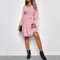 thumbnail image 6 of Women Long Sleeve Maternity Dress Ribbed Knit Pregnancy Midi Dresses Ruch Side Stretchy Pregnancy Clothes S-XXL Pink L, 6 of 6