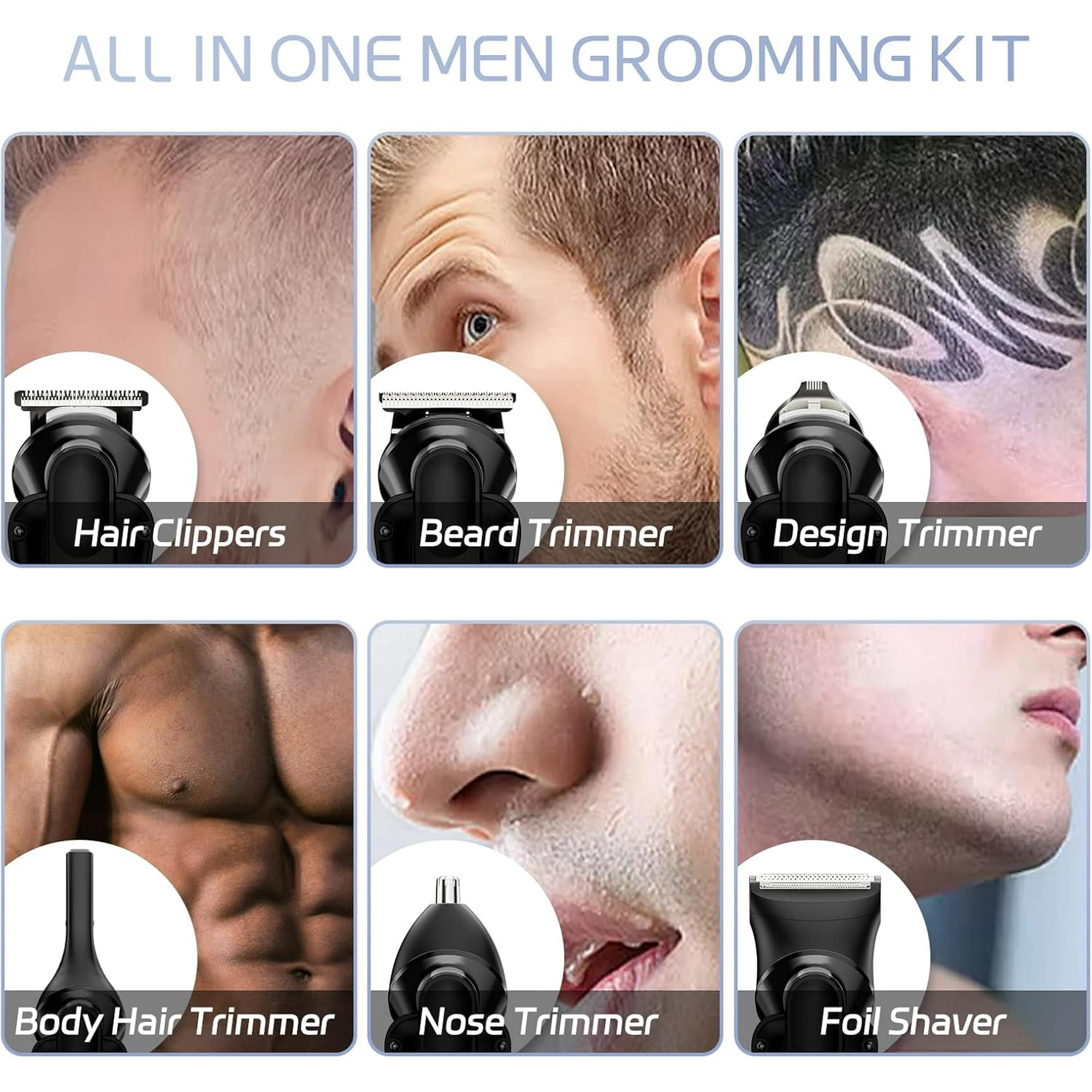 Beard Trimmer, 18 Piece All-in-One Mens Grooming Kit and Hair Clipper, Nose, Ear,Body and Face, Electric Razor