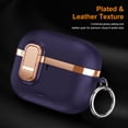 thumbnail image 5 of Dteck Case for Apple AirPods 4th Generation,Shockproof PU Leather with Lock Case Built-in Fold-out Phone Stand Cover with Carabiner Keychain for AirPods 4th Gen (2024), Purple, 5 of 7
