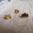 thumbnail image 3 of 100PCS 1.3CM Plated Ribbon Ends Metal Fastener Clasps Textured Crimp End Clamps Cord Ends Buckles Zipper Clips DIY Jewelry Accessories (Golden), 3 of 5