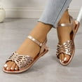thumbnail image 4 of Viluyesy Womens Flat Sandals, New Style Ankle Buckle Wide Width Summer Casual Shoes Gold, 4 of 7