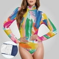 thumbnail image 3 of Graffiti Colorful Women's Bodysuit Jumpsuit Mock Turtle Neck Long Sleeve TopsOne Piece Leotards Shirt Yoga Outfits, 3 of 8