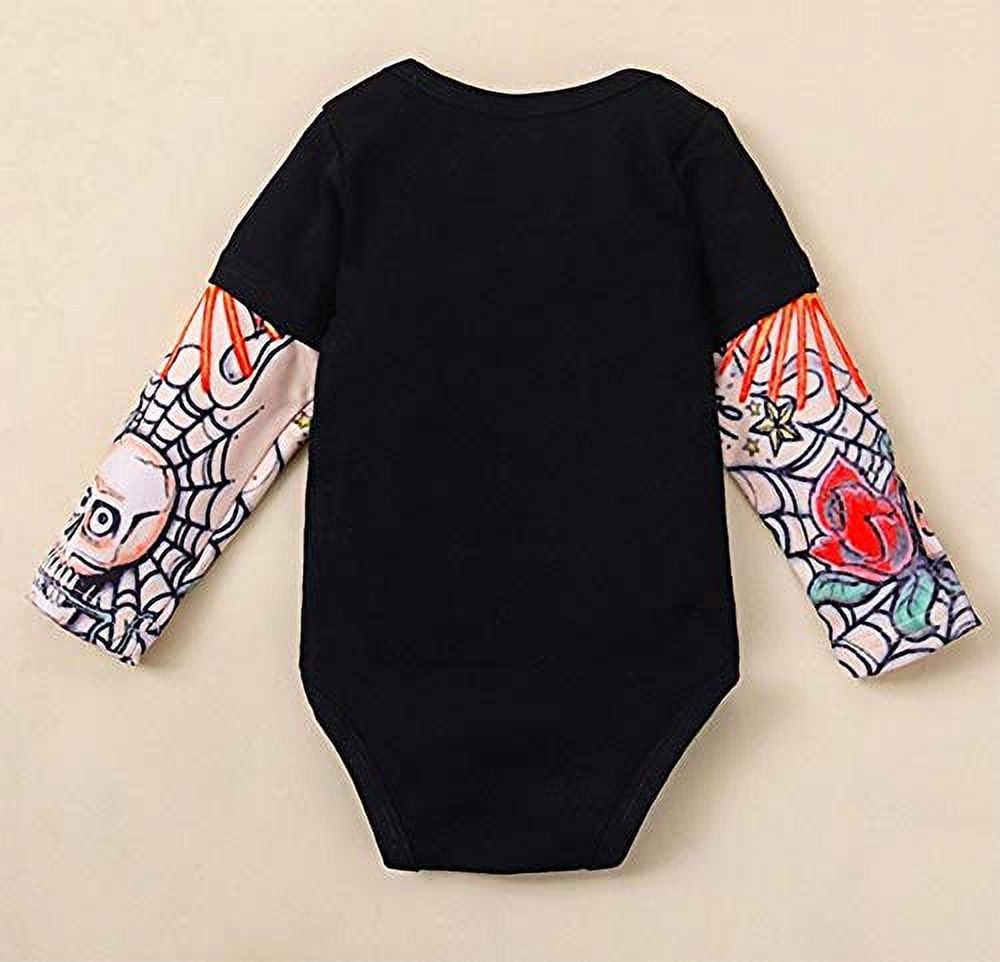 StylesILove Infant Baby Boys Girls Did 9 Months on the Inside Tattoo Sleeve Black Cotton Bodysuit Romper (70/3-6 Months)
