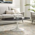 thumbnail image 2 of Coffee Table, Oval, Black White, Artificial Marble, Metal Steel, Modern Contemporary Mid-Century, Living Lounge Cafe Room Hotel Lobby Hospitality, 2 of 6