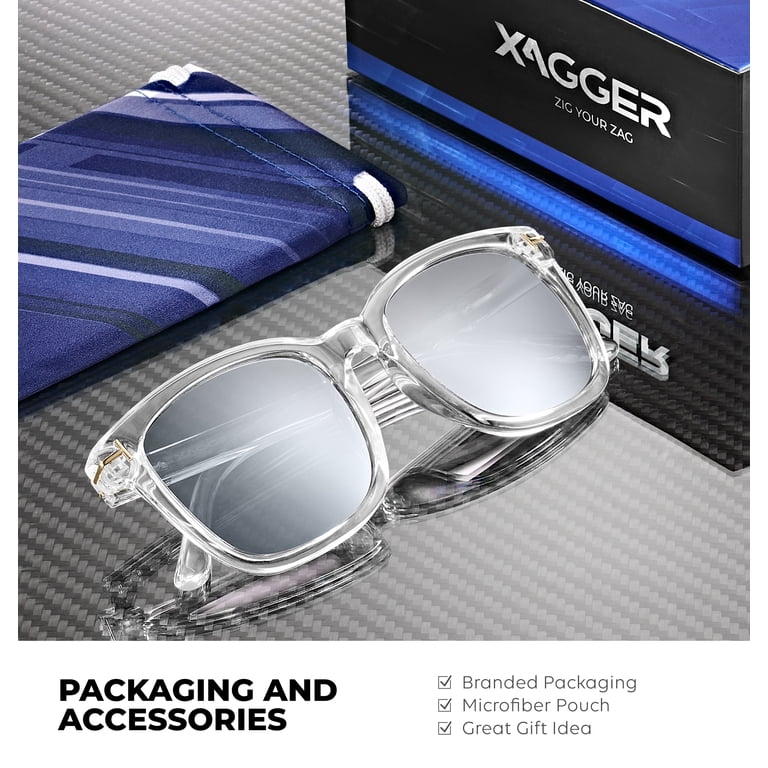 XAGGER Square Polarized Mirrored Sunglasses, Retro UV  display picture 3