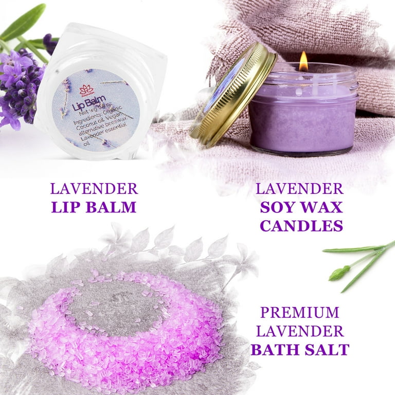 Lovery Luxury Bath Gift Set, 18pc French Lavender Relaxation Spa Gift Basket for Women & Men, Handmade Gift Box, Body Oils, Organic Lip Balm, Scented