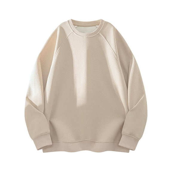 Atogsazn Men's Oversized Sweatshirt Casual Long Sleeve Pullover Sweatshirts Athletic Running Blouse Tops Outfit 01-Khaki S Fashion