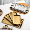 thumbnail image 4 of Solivara Rectangle Stainless Serving Tray 3 Piece Set With Rounded Edges For Indoor Outdoor Entertainment(Silver,12.60*6.30 in), 4 of 6
