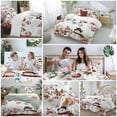 thumbnail image 5 of Christmas Xmas Comforter Set California King Size, Elk Ball Snowman Red Berry Poinsettia Soft Bedding Set for Man Woman, 4 Pieces Duvet Cover Set with Fitted Sheet, 2 Pillowcases, 5 of 9