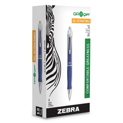 GR8 Gel Pen, Retractable, Medium 0.7 mm, Blue Ink, Blue/Silver Barrel, 12/Pack | Bundle of 2 Dozen