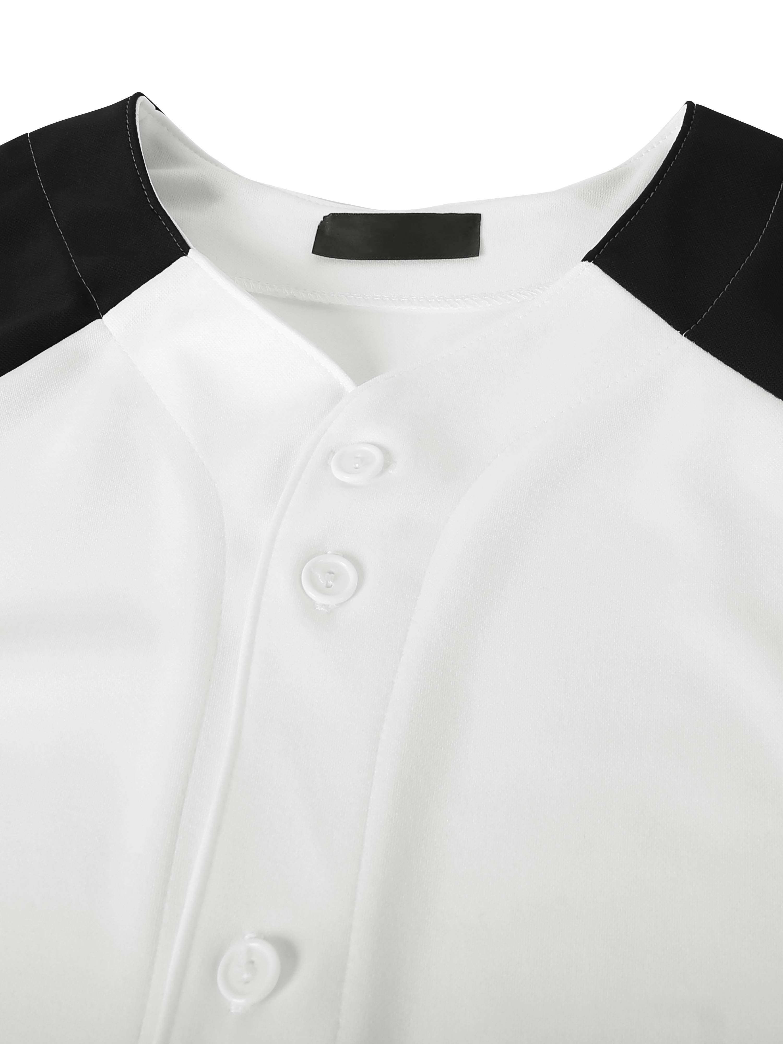 Ma Croix Men's Hip Hop Baseball Tee Button Down Street Inspired Sport Fit Two Tone Raglan Jersey