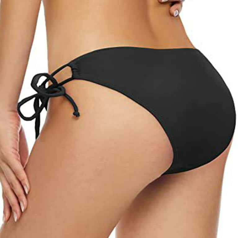 B91xZ Bikini Bottoms for Women High Waisted Bikini Bottoms High Cut Swim  Bottom Full Coverage Swimsuit Bottom Sports Black,L