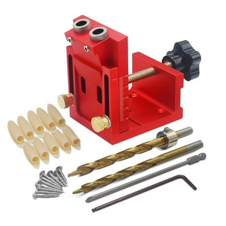 

Pocket Hole Jig Tool | Pocket Hole Drill Guide Jig Set for Angled Holes | Drill Punch Locator Drill Guide for Doors & Drawers Cabinet Pull Template Woodworking Tools