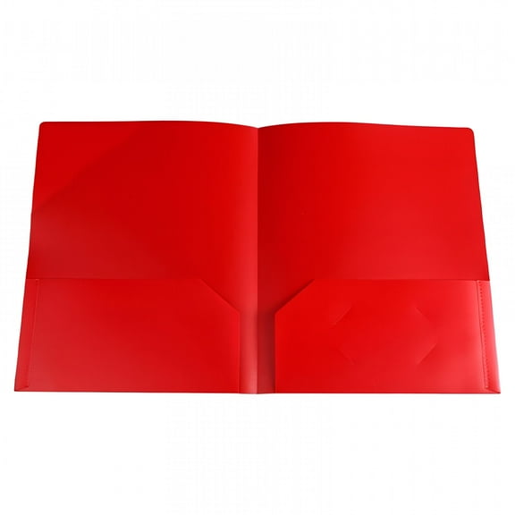 CCOCC Plastic Folders with Pockets No Prongs Heavy Duty Plastic Two Pocket Folders Standard Letter Paper Folder 2 Business Card Folders Plastic Folders Red