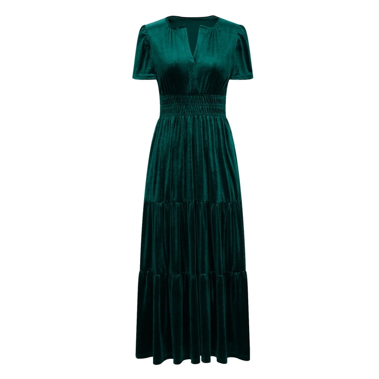 slim fit dress slacks Miss Circle Women Zenaida Emerald Green Cutout High Slit Velvet Gown