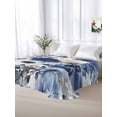 thumbnail image 5 of Blue Flower Twim Size Flat Sheet, Wrinkleproof & Fadeproof Cooling Flat Bed Sheet Only, Vintage Ink Rose Floral Spring Botanical Breathable Soft Bedding Top Sheets 66 x 96 Inches, 5 of 8