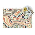thumbnail image 4 of YFYANG Washable Heat-Resistant Placemats, 70% PVC/30% Polyester, Retro Abstract Lines Kitchen Table Mat, 12" x 18" 6 Pcs, 4 of 6