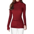 thumbnail image 1 of Jersey v28 para mujer, elástico, cuello alto, punto, color burdeos, XL, 1 of 5