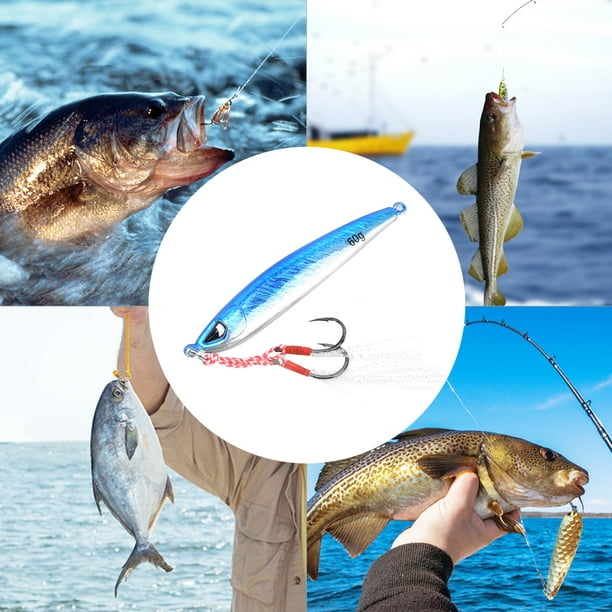 Realistic Artificial Metal Hard Anti Corrosion Fish Bait Hook Lure Fishing  Tackle AccessoryBlue 60g 